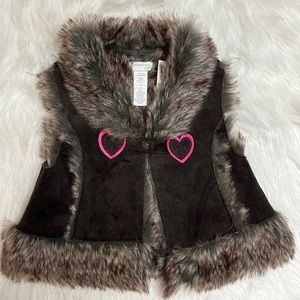 NWT First Impressions Brown Faux Fur Inner Liner Clip Front 24 Months